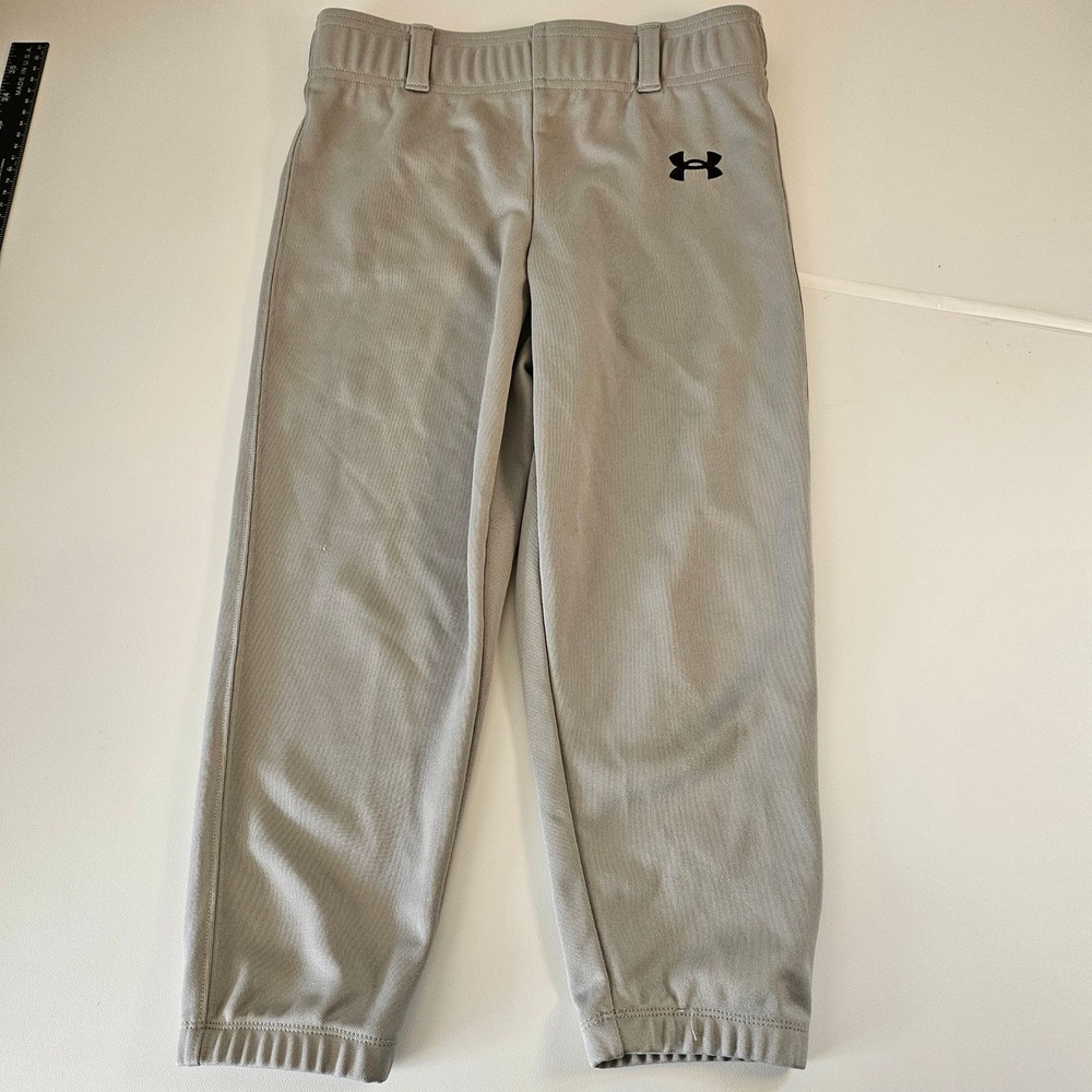 Under Armour Youth Medium Gray Baseball Pants HeatGear 1375660 Elastic Cuffs YMD